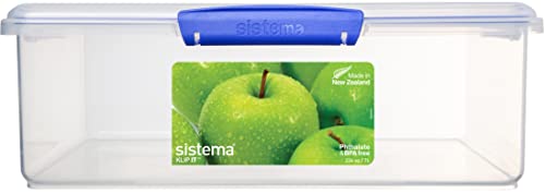 Sistema KLIP IT Frischhaltedose | 7 l | stapelbare und luftdichte Vorratsdose mit Deckel | geeignet für Kühl-/Gefrierschrank | BPA-freier Kunststoff | blaue Clips | 1 Stück