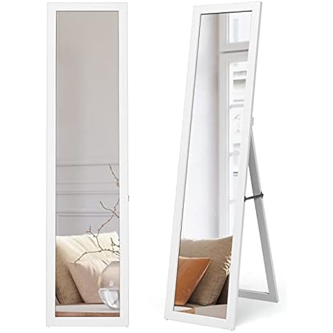 COSTWAY Full Length Wooden Dressing Mirror Cover