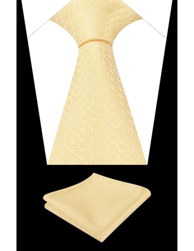 Image of Alizeal Mens Vintage Solid Plaid Tie with Pocket Square 3.15inches Necktie Set