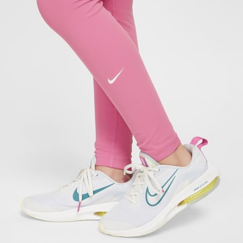 Nike One Big Kids' (Girls') Dri-FIT High-Waisted Leggings (FZ5605-646, Magic Flamingo/White)4