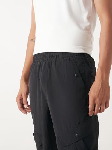 Image of Bewakoof Men's Solid Super Loose Fit Nylon Joggers