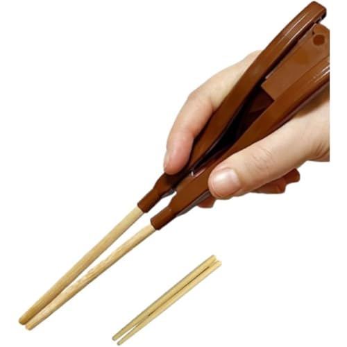 Yubbuio 片麻痺高齢者補助手振れ防止箸手振れ防止障害リハビリテーショントレーニング食器脳卒中食事用左手と右手の両方で使用可能 (コーヒー色の箸) (A)