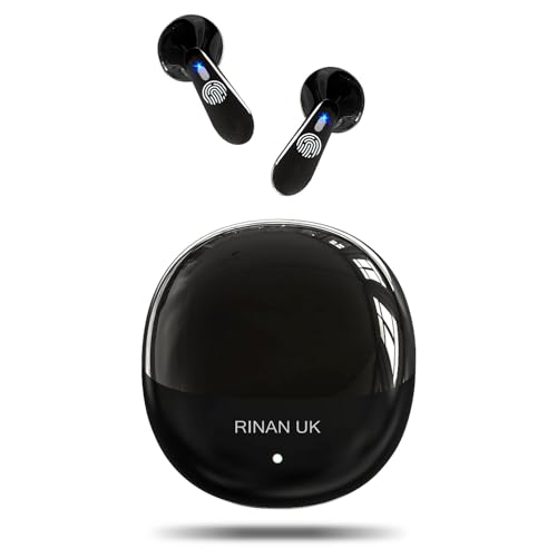 RINAN UK Wireless Earbuds, Bluetooth 5.4 Headphones In Ear with 6 ENC + ANC + Wind Noise Cancelling Mics, Bluetooth Earbuds Deep Bass Stereo Sound, 42H Playtime Wireless Earphones IPX7 Waterproof