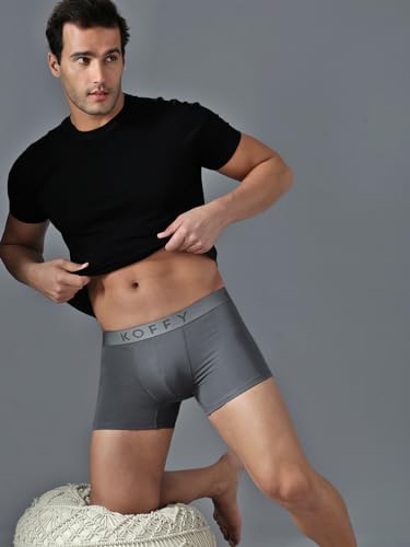 Image of KOFFY Men's Stretchable Cotton Lycra Long Trunk with C-Type Front Open | Wrinkle-Free | Ultra-Soft Elastic