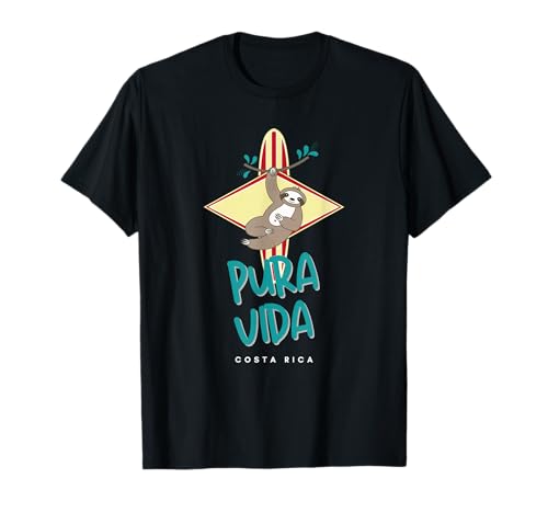 Costa Rica Surfing Sloth Pura Vida Motto Souvenir T-Shirt