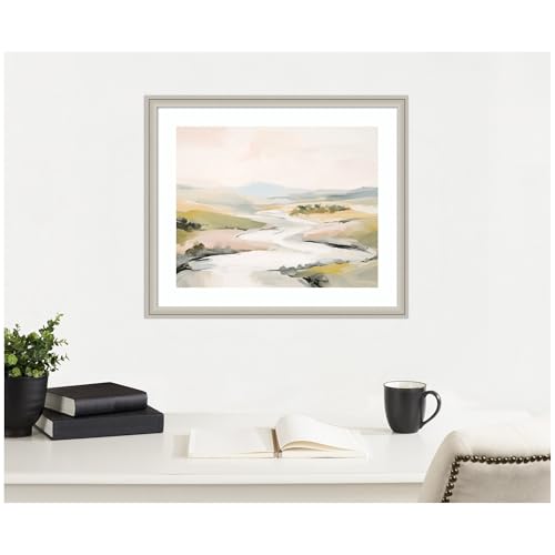Kate and Laurel Framed Wall Art Print Tranquil Landscape No. 2 by Amy Lighthall, 26 x 22, Florence Silver Frame, Modern Contemporary, Abstract Art for Wall Decor by Kate and Laurel - Used condition - Image 4