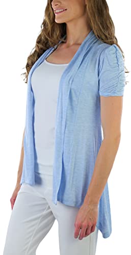 Image of ToBeInStyle Womens Open Front Casual Shrug Lightweight Layering Cardigan Sleeveless or Short Sleeve