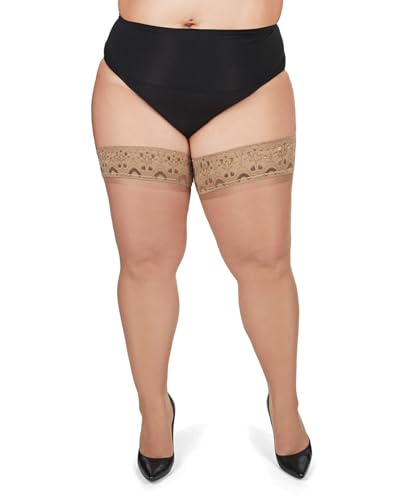 Image of MeMoi Plus Size Thigh High Stockings, Curvy, Silky Lace Stockings, Sexy Thigh Highs for Any Occassion - Sizes 1X-7X