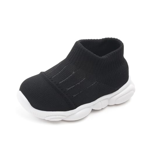 Sehfupoye Babysportschoenen, gebreid mesh, ademende kruipschoenen met lichte zool, voor 0-60 maanden, zomer, maat 20-26, zwart, 20 EU