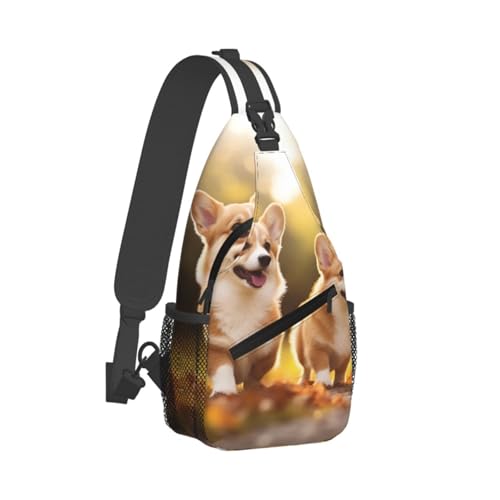 Bolso cruzado para pecho estilo corgi negro unisex miniatura 2
