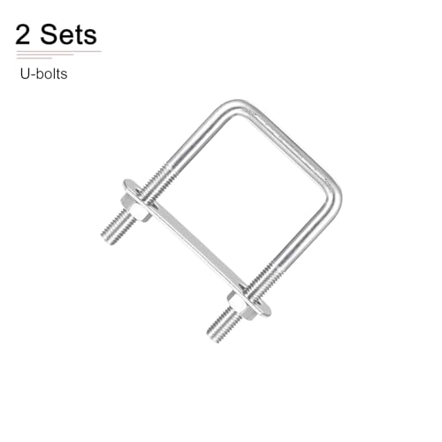 Image of DTGN M8x50x80mm(ThreadxWxL) Square U Bolt - 2Pack - Good for Trailer Pipe Replacement Parts - 304 Stainless Steel U Shape Bolts