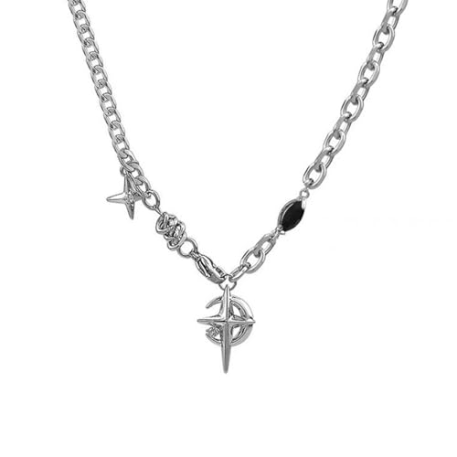 Collier ras du cou pour homme et femme en chaîne gothique courte asymétrique