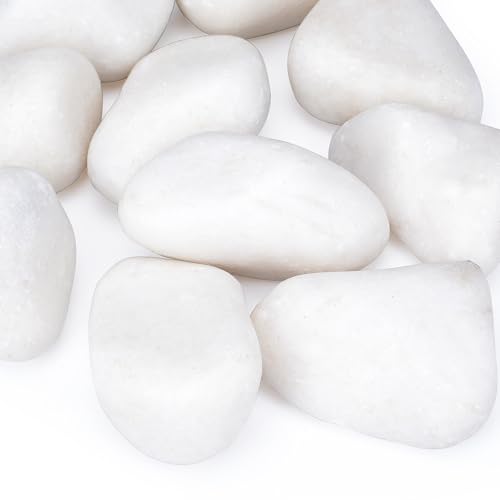 Rahato 20lbs White Rocks for Landscaping 2-3 inch Decorative Rocks for Plants Indoor Large Polished River Rocks for Garden Outdoor Landscaping Walkways Yard Plants Pots Vases Crafts