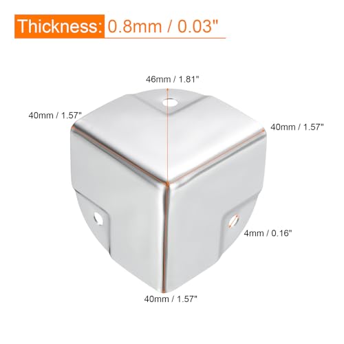 Image of uxcell Metal Box Corner Protectors Box Edge Guard Protector 40 x 40 x 40mm Silver Tone 16pcs for Table Corners and Desk Corners