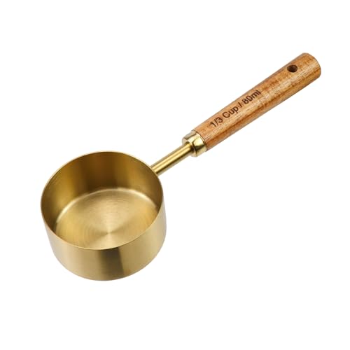 Vaso medidor 1/3 taza acero inoxidable 80 ml con mango miniatura 1