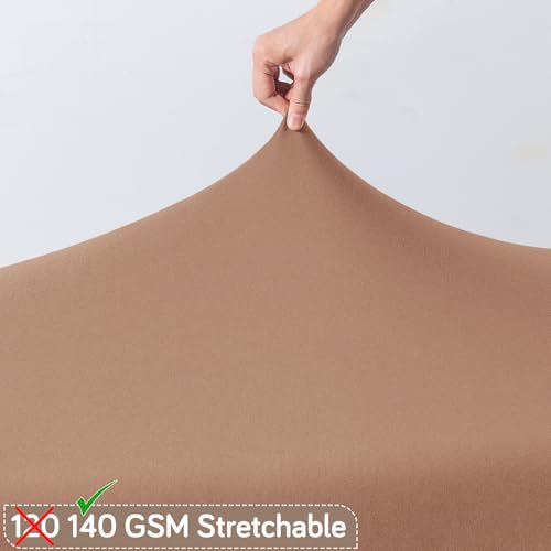 Image of HOKIPO 'SereneSolids' 140 GSM Elastic Stretchable Dining Bench Cover, Dark Camel (AR-6245-DCML)