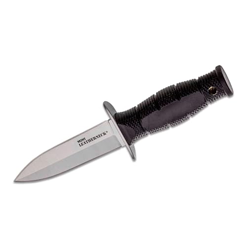 Image of Cold Steel Mini Leatherneck Double Edge Spear Point Compact Lightweight 3.5 inch 8CR13MOV Steel Fixed Blade Outdoor Hunting Utility Knife, 3.25 inch Textured Ergonomic Kray-Ex Handle, Secure-Ex Sheath