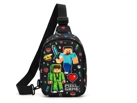 Pixel Game Kids Sling Bag, Black with Gaming Print-image-18
