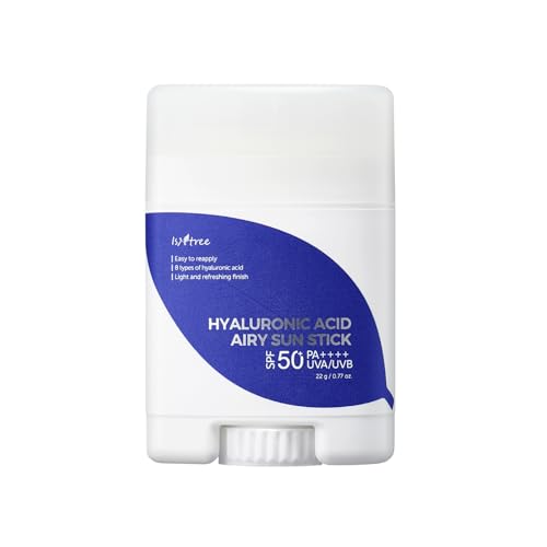 Isntree Hyaluronic Acid Airy Sun Stick Spf 50+ Pa++++ 0.77 Oz - Effective Uv Protection With 8 Types Of Hyaluronic Acid, Reef-Safe, Non-Nano Sunscreen, All Skin Type