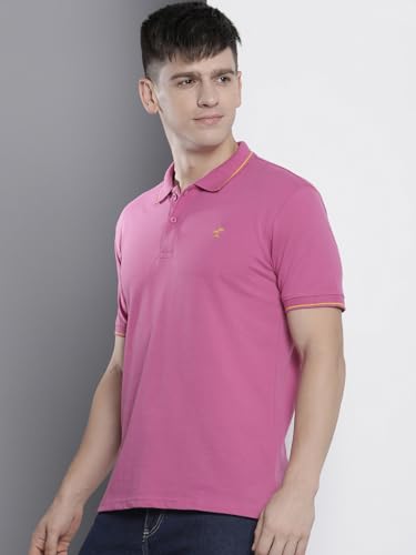 Image of The Indian Garage Co Men Slim Fit Solid Polo Neck Half Sleeves Tshirt