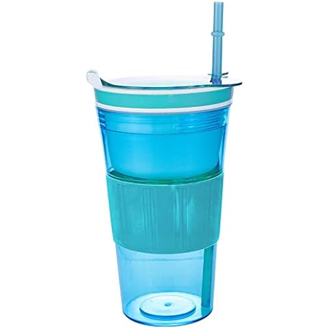CaySep Women Men Snack and Drink Cup Kid's Combo All-in-One Tumbler for On-The-Go (Blue Pack of 1) Cover