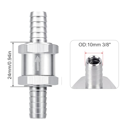EVIL ENERGY 3/8" Fuel Check Valve One Way Inline Non Return Diesel Gasoline Silver (10mm OD,2PCS)