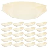 SUPVOX 50 Piezas de Bandejas Desechables de Madera Natural para Sushi y Snacks, Estilo Barco de 15 Cm, Placas Rústicas para Servir Comida en Catering y Hogar
