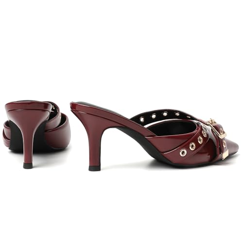 Image of Mostrin Kitten Heels for Women Pointed Closed Toe Heels Vintage Stiletto Dressy Pumps Shoes for Office Work Party