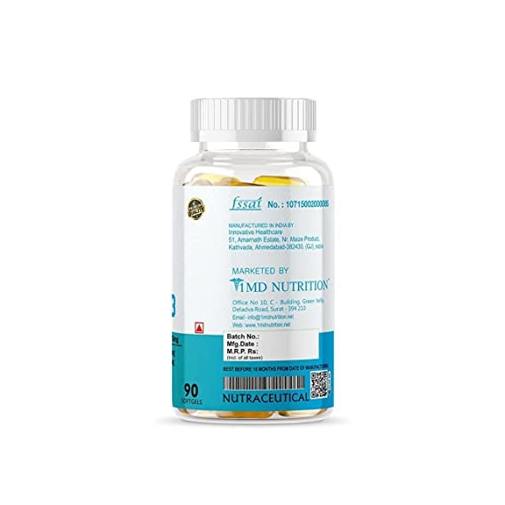 Image of 1MD NUTRITION Omega-3 Fish Oil - 1000mg with 300mg DHA & EPA - Promotes Performance & Heart Health - 90 Softgels