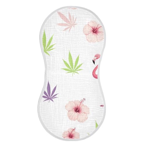 Muslin Burp Cloth for Baby 1PC Pink Flamingos Tropical Flowers Super Absorbent Burping Cloths, Bibs for Newborn Boys Girls