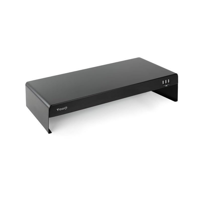 VoltShine Soporte elevador para monitor/portátil, 3 puertos USB, color negro - Optimiza espacio y postura ergonómica en el trabajo.