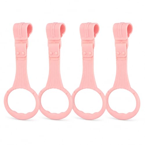 DECHOUS 4Pcs Playpen Pull Up Rings: Pink Baby Pull Up Rings for Play Pen - Walking Exercises Assistant Stand Up Handle for Toddler Practice Gifts