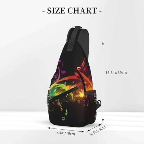 Bolso bandolera con notas musicales coloridas negro miniatura 2