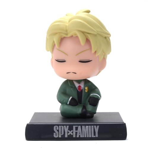 Image of Daiyamondo Super Hero Action Figure Limited Edition Bobblehead with Mobile Holder for Car Dashboard, Office Desk & Study Table (Pack of 1) (Spy Family Green Boy)
