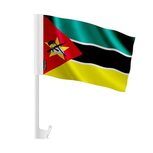 Drapeau Voiture Mozambique 30x45cm anti-effilochage en polyester - Lot économique