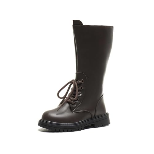 Bottines de neige mixte enfant brunes à lacets et zip taille 33.5