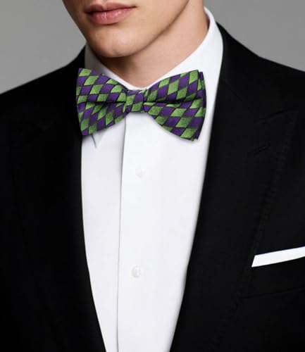 Image of Dubulle Mens Paisley Striped Bowtie Set Pre-tied Bowtie for Men and Pocket Square Set Wedding Business
