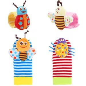 Infant Toys Wrist Rattle Baby Hand Rattle Watch with Socks with Rattle Bell Paper Plush Toy