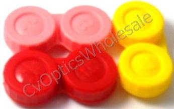 3 Contact Lens Soaking Storage Cases UK Made - Pink - Red - Yellow