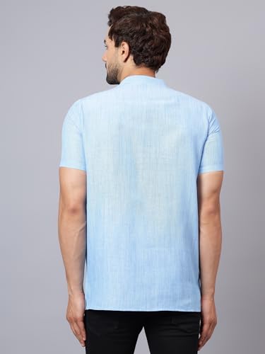 Image of LATEST CHIKAN Men's Cotton Regular Casual Strped Short Kurta Half Sleeves - (SK-LJ.DS.AS)