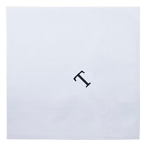 Image of Retreez 8 Pc Pure Cotton Initial Monogrammed Men's Handkerchiefs Hanky Gift Set