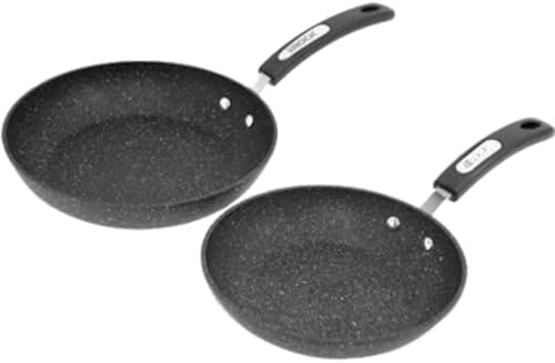 Starfrit Set of 2 Fry Pans, 9.5" and 8" with Bakelite Handles, Black