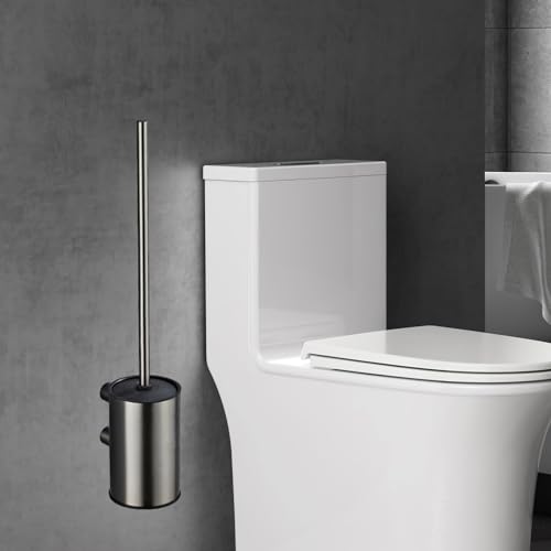 Brosse et support pour WC compact gris pour optimiser les petits coins - 5