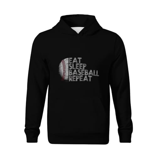 Kids Retro Eat Sleep Baseball Repeat Baseball Player Funny Baseball Boys Girls Lightweight Kangaroo Pocket Hoodies2
