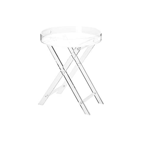 Artmaze Clear Acrylic Small Folding Table,Round Tray Drink Table,for Office, Nightstand for Living Room and Bedroom,16x16 inch，20 inch high Cover