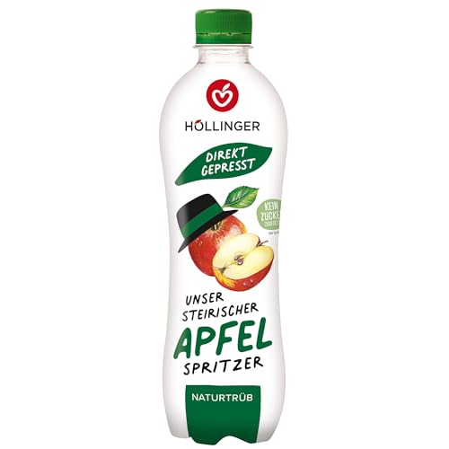 HÖLLINGER Spritzer de Pomme Steirischer Naturtrüb, Boisson Pétillante Sans Sucre Ajouté, Végétalien, 500ml