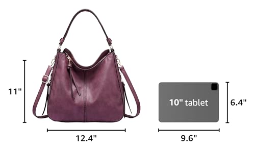 Image of Realer Hobo Crossbody Bags for Women Designer Faux Leather Hobo Handbags Retro Large Size Shoulder Bag Bucket Purse