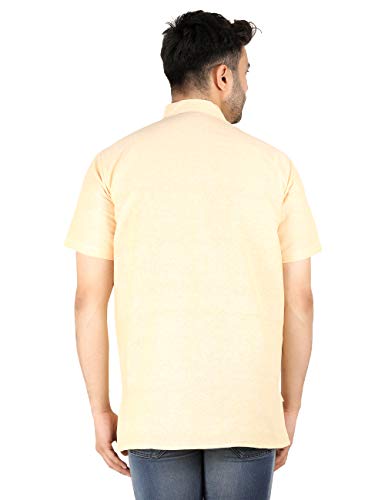Image of LATEST CHIKAN Men's Cotton Regular Casual Strped Short Kurta Half Sleeves - (SK-LJ.DS.AS)