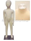 (JF-CH03T) ROXYDISPLAY™ Child Body Form 3 yrs. old white jersey form cover,with head, flexible arms, fingers & legs, metal base