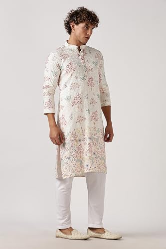 Image of BE ACTIVE Men's Cotton | Regular Fit Casual Mandarin Collar | Long Length Full Sleeves | Embroidered Indian Kurta